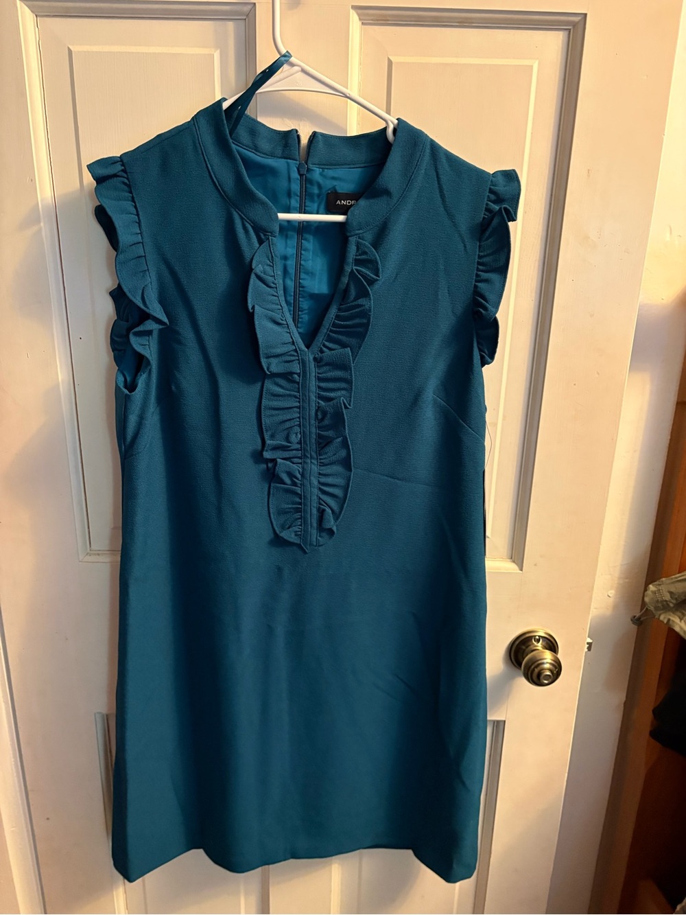 Teal Ruffle-Front Sleeveless Dress nwt